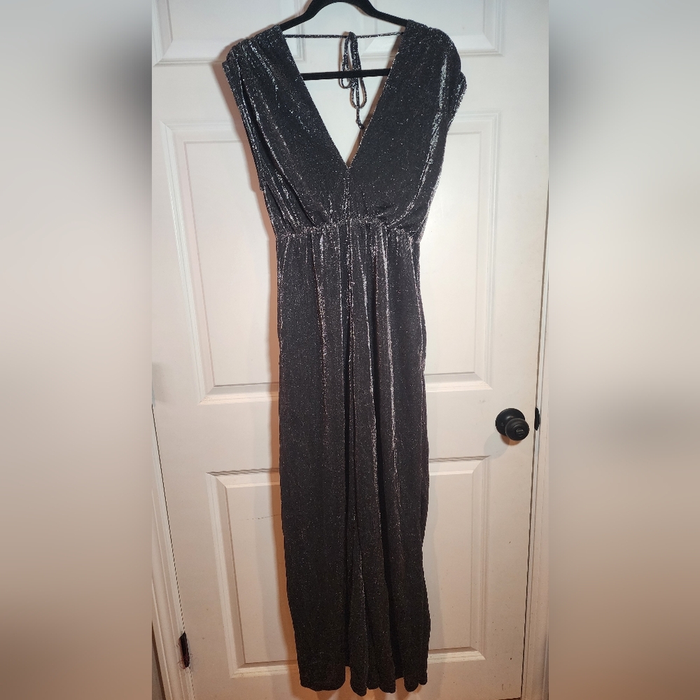 By Together Stretchy Black Sparkle Pants Jumpsuit Formal Evening Party M - Picture 1 of 4
